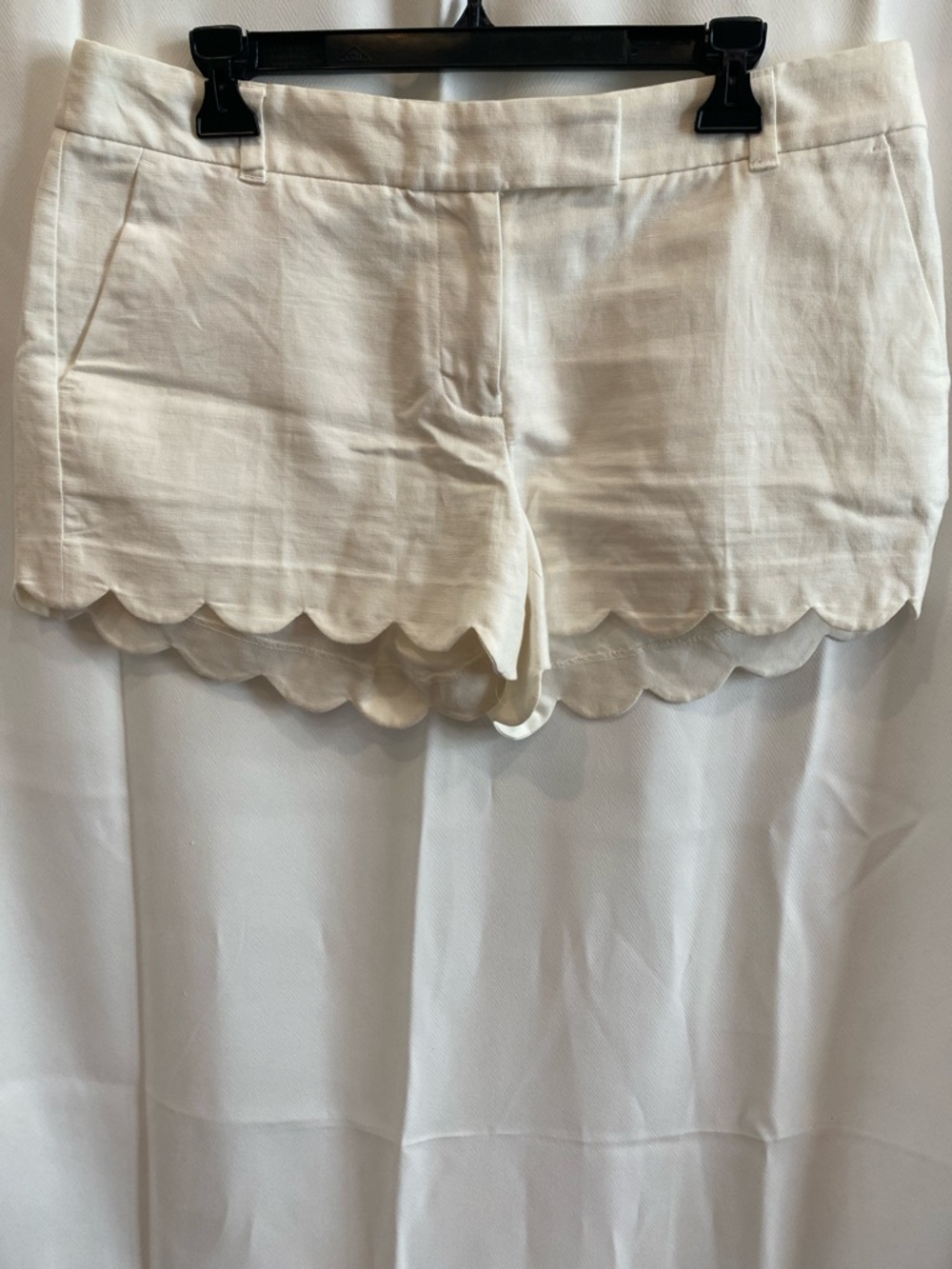 J. Crew White Scalloped Hem High-Rise Shorts